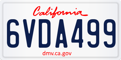 CA license plate 6VDA499