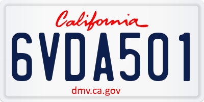 CA license plate 6VDA501
