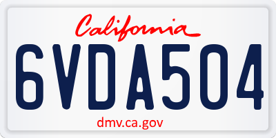 CA license plate 6VDA504