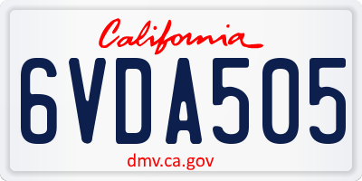 CA license plate 6VDA505
