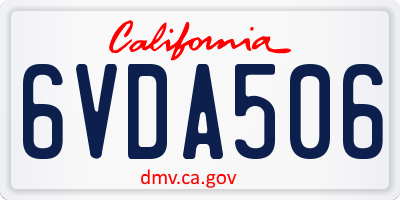 CA license plate 6VDA506