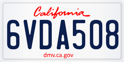 CA license plate 6VDA508
