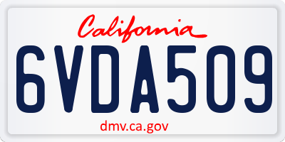 CA license plate 6VDA509