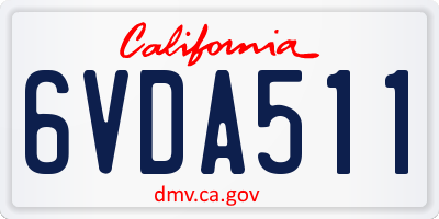 CA license plate 6VDA511