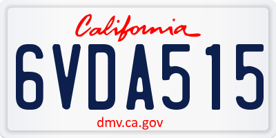 CA license plate 6VDA515