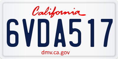 CA license plate 6VDA517