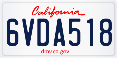 CA license plate 6VDA518