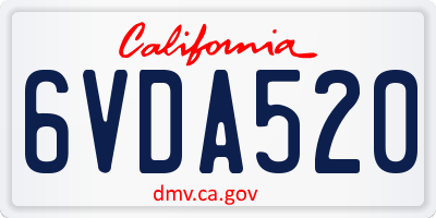 CA license plate 6VDA520
