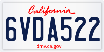 CA license plate 6VDA522