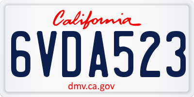 CA license plate 6VDA523