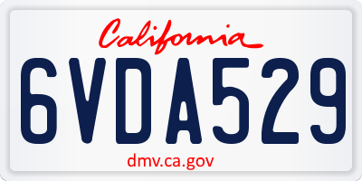 CA license plate 6VDA529