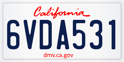 CA license plate 6VDA531