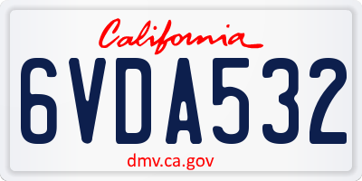 CA license plate 6VDA532