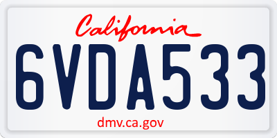 CA license plate 6VDA533