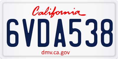 CA license plate 6VDA538