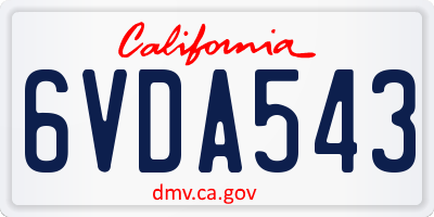 CA license plate 6VDA543