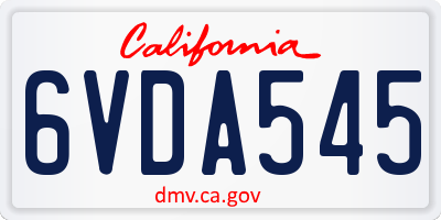 CA license plate 6VDA545
