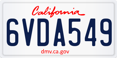 CA license plate 6VDA549