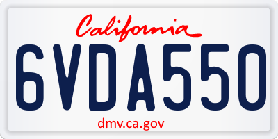 CA license plate 6VDA550