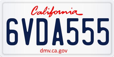 CA license plate 6VDA555