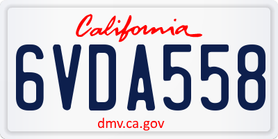 CA license plate 6VDA558
