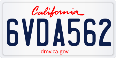 CA license plate 6VDA562