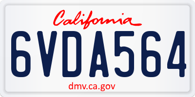 CA license plate 6VDA564