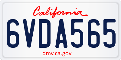 CA license plate 6VDA565