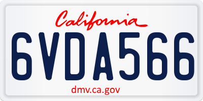 CA license plate 6VDA566