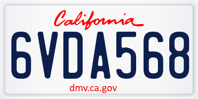 CA license plate 6VDA568