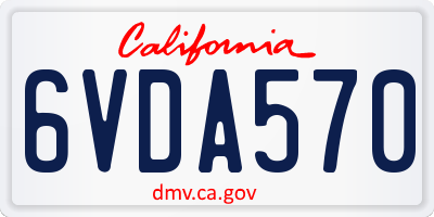 CA license plate 6VDA570