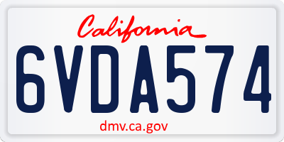 CA license plate 6VDA574
