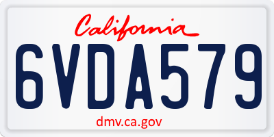 CA license plate 6VDA579