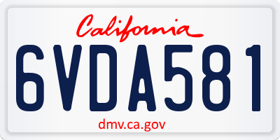 CA license plate 6VDA581