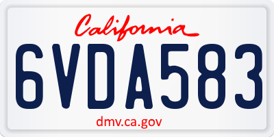 CA license plate 6VDA583
