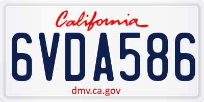 CA license plate 6VDA586