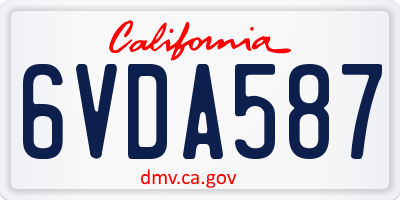 CA license plate 6VDA587