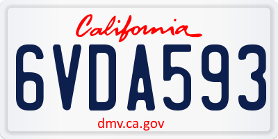 CA license plate 6VDA593
