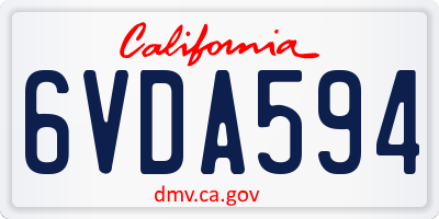 CA license plate 6VDA594