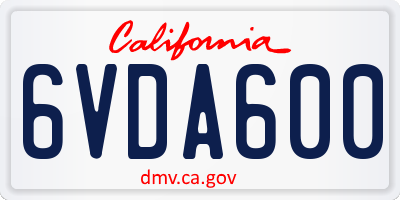 CA license plate 6VDA600