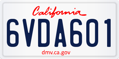 CA license plate 6VDA601