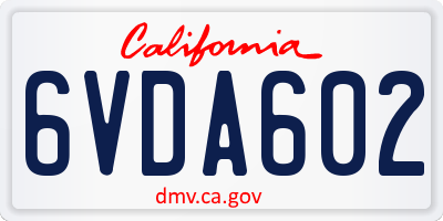CA license plate 6VDA602
