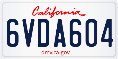 CA license plate 6VDA604