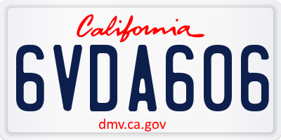 CA license plate 6VDA606