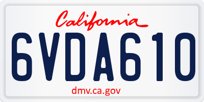 CA license plate 6VDA610