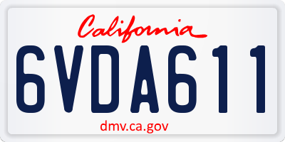 CA license plate 6VDA611