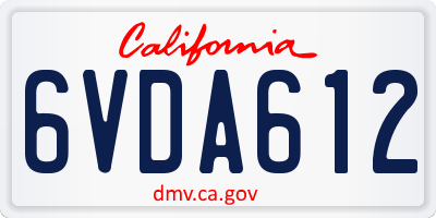 CA license plate 6VDA612