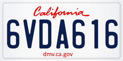 CA license plate 6VDA616