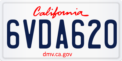 CA license plate 6VDA620