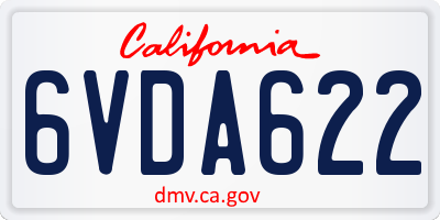 CA license plate 6VDA622